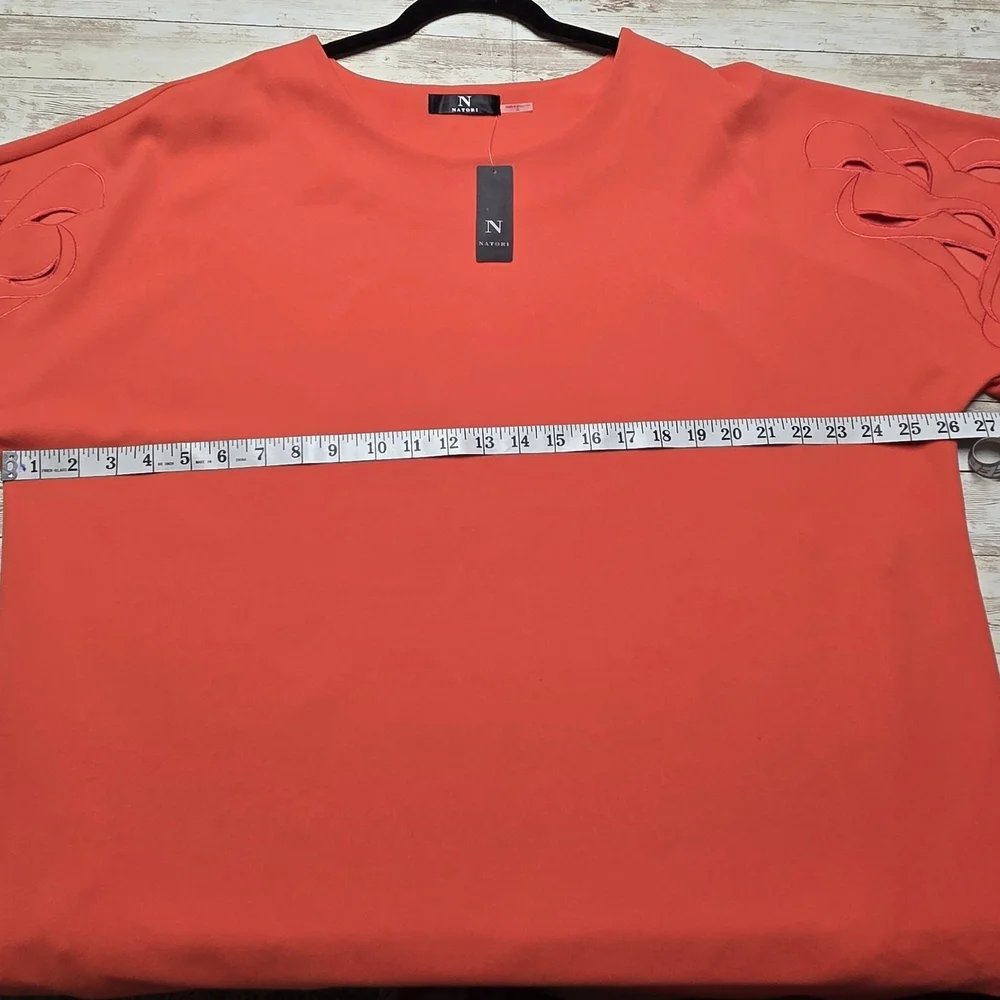 Natori Dress XL Knit Crepe Embroidered Sleeves Pockets NWT Original $170 FLAWED - Picture 4 of 12